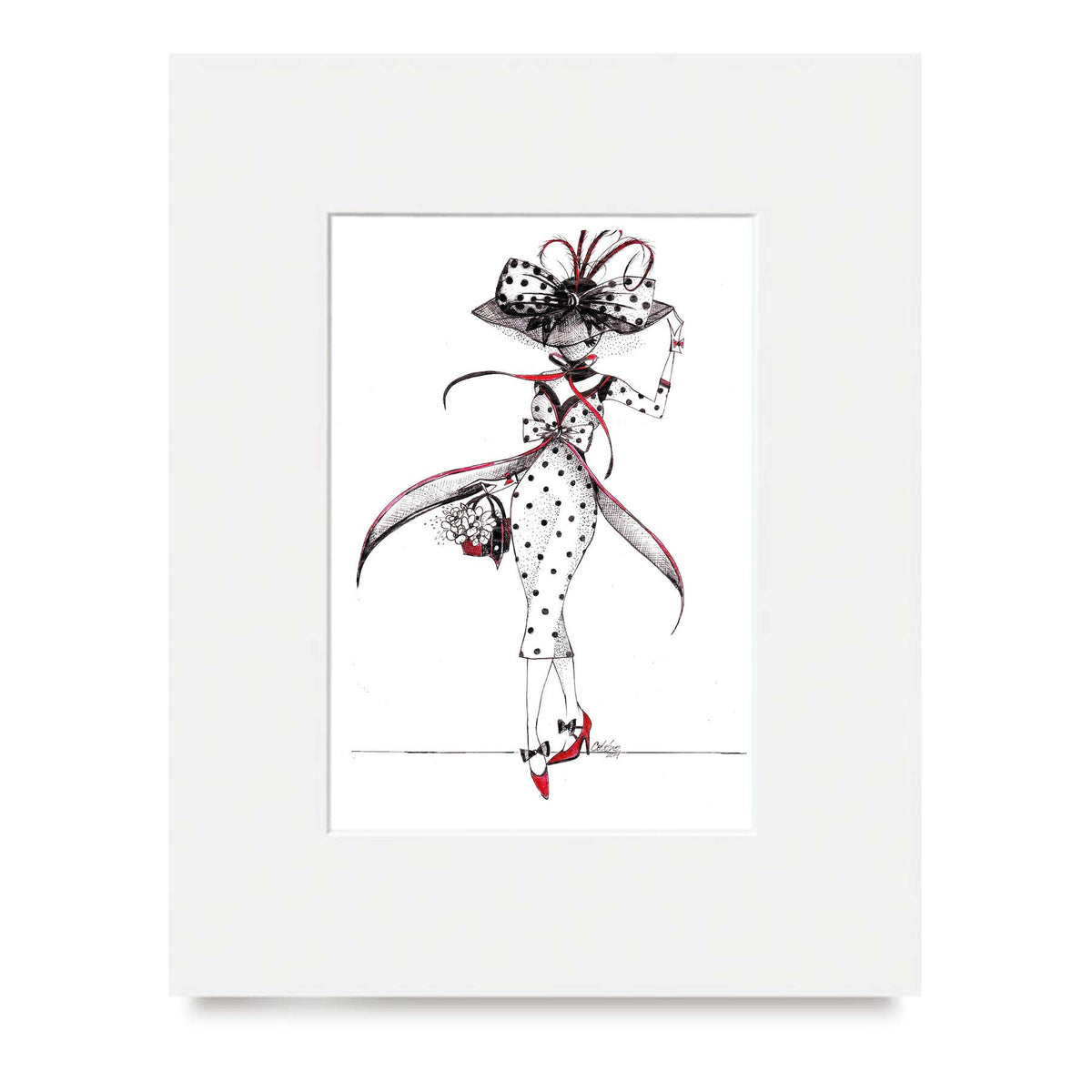 MeowCleeva® polka dot 8x10" art print on white mat board