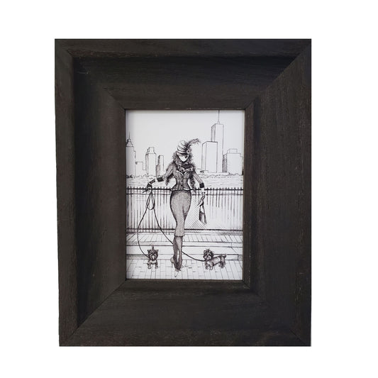 A Herringbone Morning wall art print, MeowCleeva at the Hoboken waterfront with New York City skyline